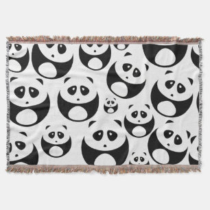 Kawaii Black and White Panda Mönster Filt