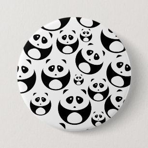 Kawaii Black and White Panda Mönster Knapp