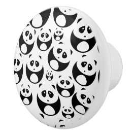 Kawaii Black and White Panda Mönster Knopp