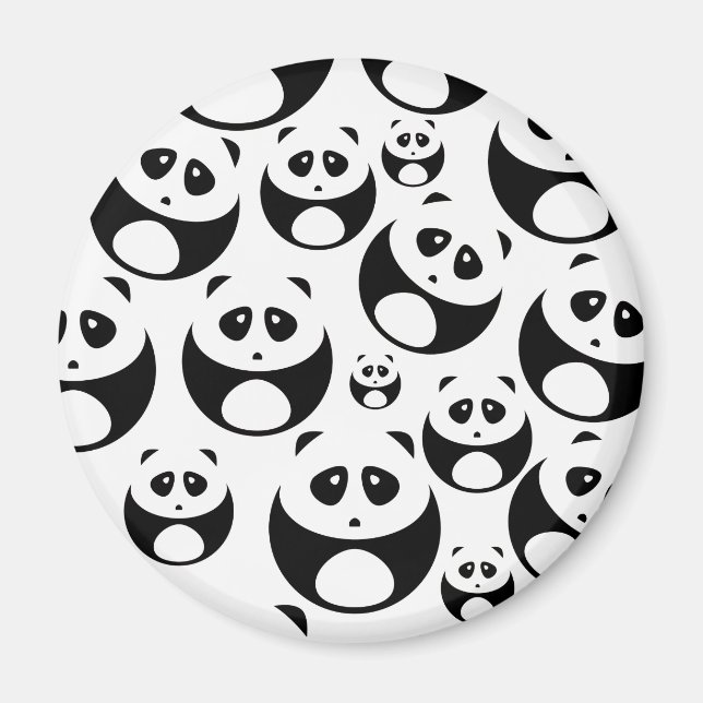 Kawaii Black and White Panda Mönster Magnet (Framsidan)