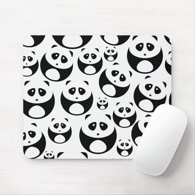 Kawaii Black and White Panda Mönster Musmatta (Med mus)