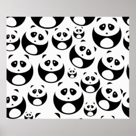 Kawaii Black and White Panda Mönster Poster