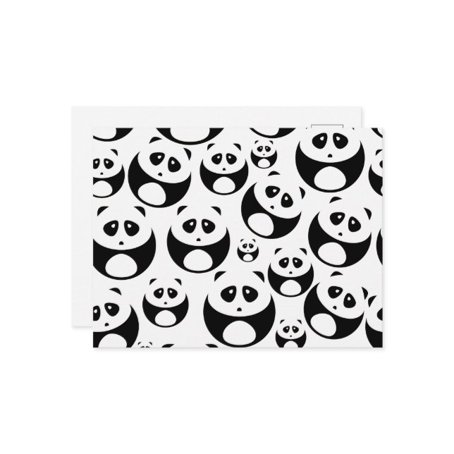 Kawaii Black and White Panda Mönster Vykort (Fram/Back In Situ)