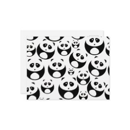Kawaii Black and White Panda Mönster Vykort