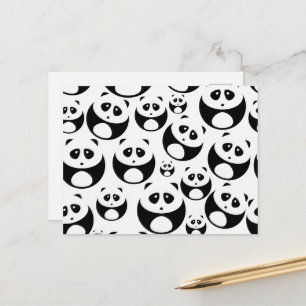 Kawaii Black and White Panda Mönster Vykort