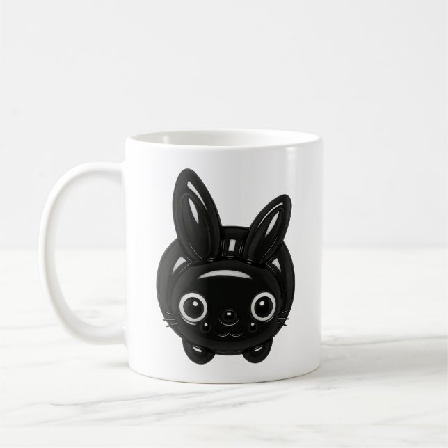 Kawaii Black Bunny Kaffemugg (Vänster)