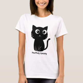 Kawaii Black Cat - Cute Tecknad Design T-Shirt