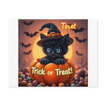 Kawaii Black Cat Halloween-vykort