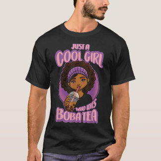 Kawaii Black Girl Anime Boba Tea T Shirt