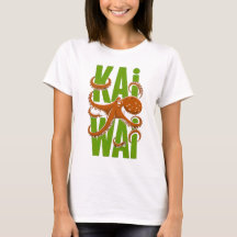 Kawaii Bläckfisk Japansk Stil Dam Vit T-Shirt