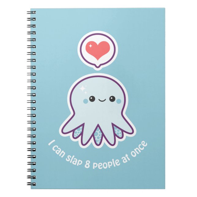 Kawaii blåttbläckfisk anteckningsbok med spiral (Framsidan)