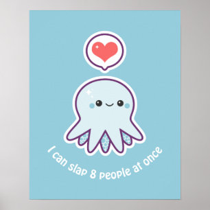 Kawaii blåttbläckfisk poster