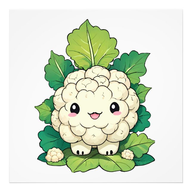 Kawaii Blomkål Fototryck (Framsidan)