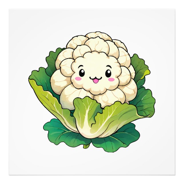 Kawaii Blomkål Fototryck (Framsidan)