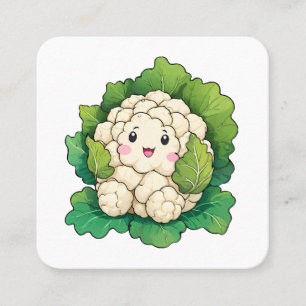 Kawaii Blomkål Fyrkantigt Visitkort