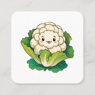 Kawaii Blomkål Fyrkantigt Visitkort