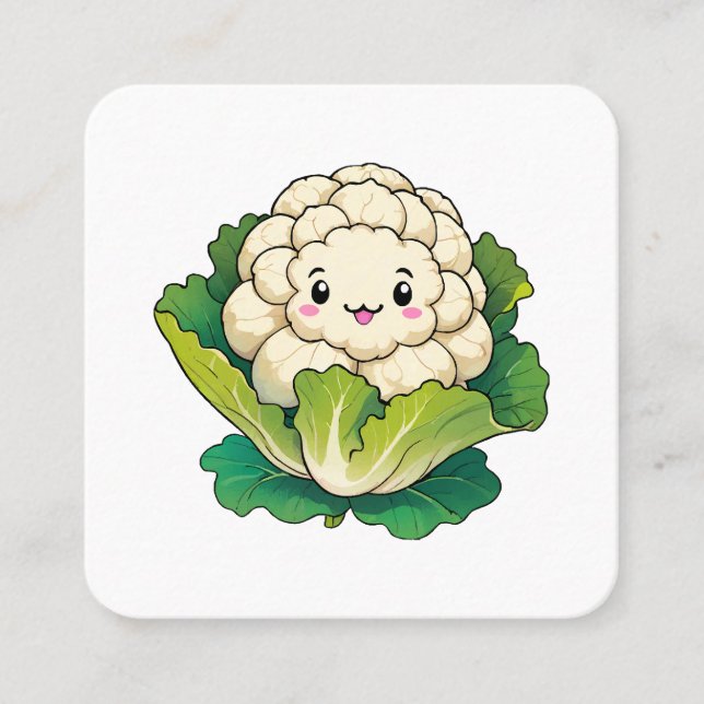 Kawaii Blomkål Fyrkantigt Visitkort (Framsida)