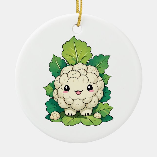 Kawaii Blomkål Julgransprydnad Keramik (Framsidan)
