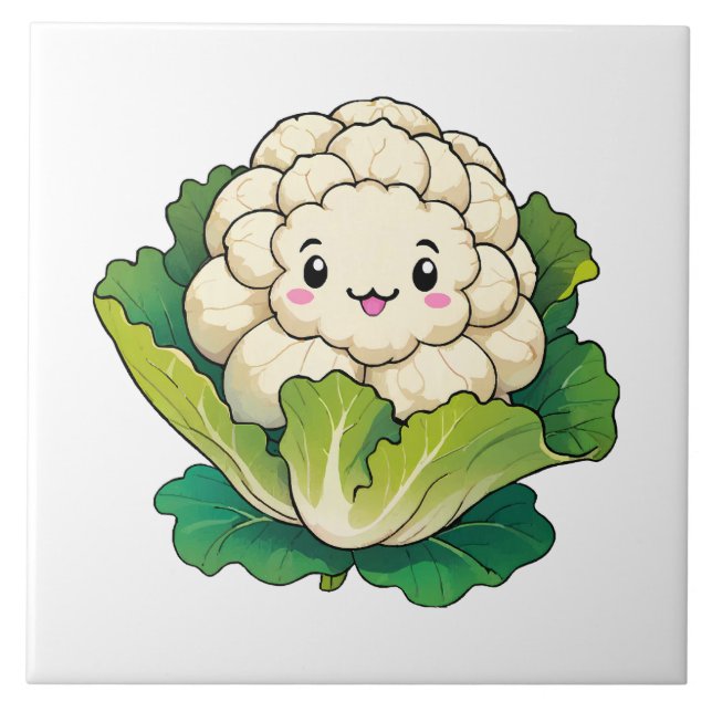 Kawaii Blomkål Kakelplatta (Framsidan)