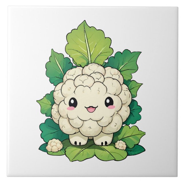 Kawaii Blomkål Kakelplatta (Framsidan)
