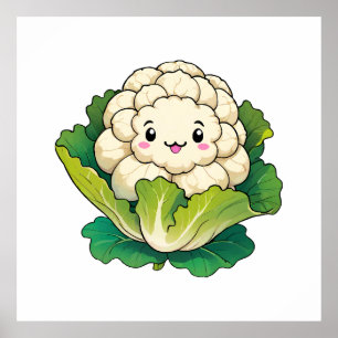 Kawaii Blomkål Poster