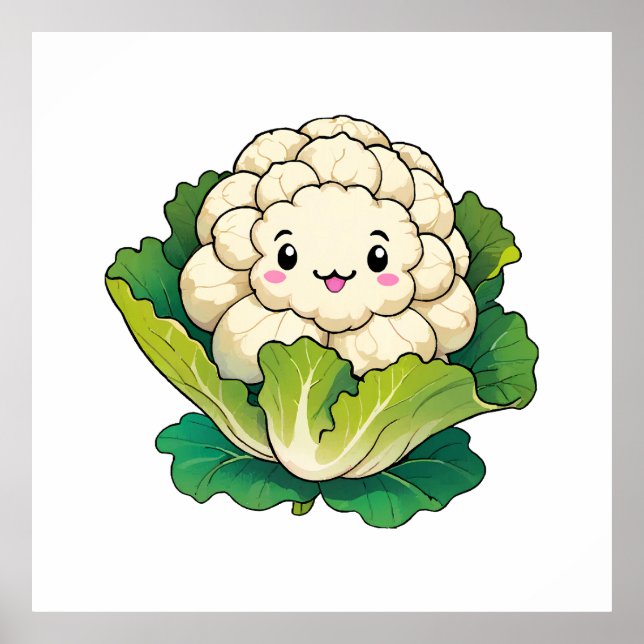 Kawaii Blomkål Poster (Framsidan)