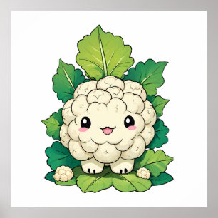 Kawaii Blomkål Poster