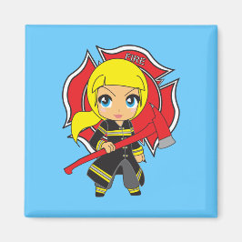 Kawaii Blonde Firefighter Girl Magnet