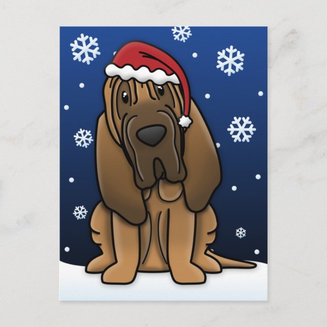 Kawaii Bloodhound julvykort Helg Vykort (Framsida)