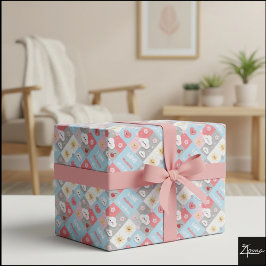 Kawaii Blossom Kanin Rutnät Ram Presentpapper