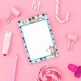 Kawaii Blue färg med tassar söta kattungar på 4 tu Post-it Block