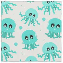 Kawaii Blue Octopus Cute Mönster Tyg