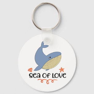 Kawaii Blue Whale Marine Mammal Nyckelring