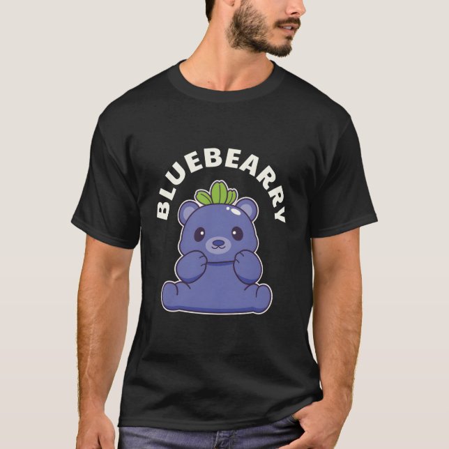 Kawaii Blueberry Bear T Shirt (Framsida)