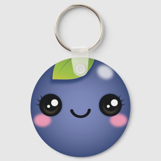 Kawaii Blueberry Keychain Nyckelring (Framsida)