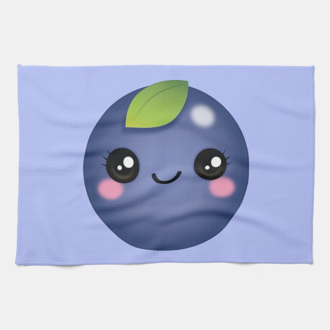 Kawaii Blueberry Kitchen Towel Kökshandduk (Horisontell)