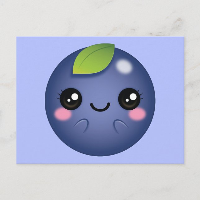 Kawaii Blueberry Vykort (Framsida)