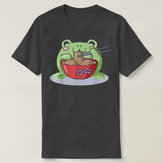 Kawaii Blushing Frog Ramen Bowl Foodie Japansk Cu T Shirt (Design framsida)