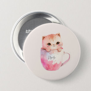 Kawaii Blushing Rosa Chibi Cat Knapp