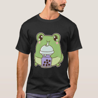 Kawaii Boba Frog Froggy Taro Bubble Pearl Milk Tea T Shirt