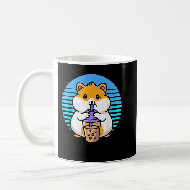 Kawaii Boba Hamster Taro Bubble Pearl Mjölk Tea Kaffemugg (Vänster)