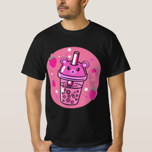 Kawaii Boba Kopp Strawberry Anime Bubble Tea Cute T Shirt