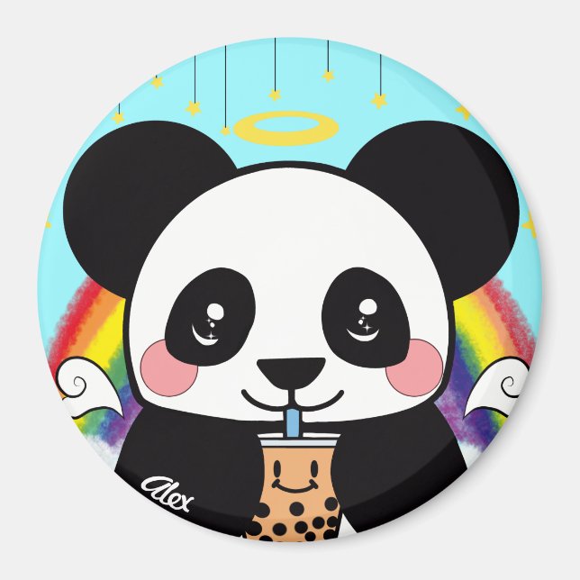 Kawaii Boba Panda Bear Magnet (Framsidan)