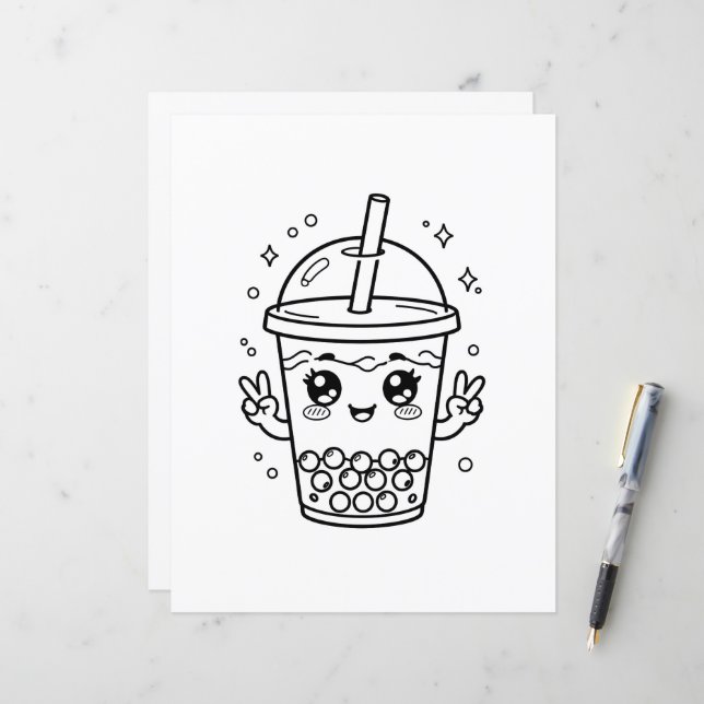 Kawaii boba te-färgning (Fram/Back In Situ)