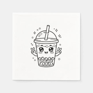 Kawaii boba te-färgning pappersservett