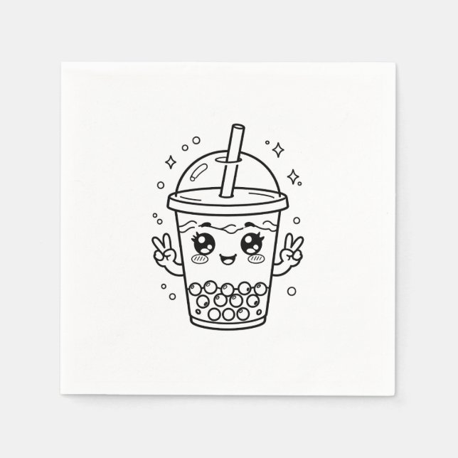 Kawaii boba te-färgning pappersservett (Framsidan)
