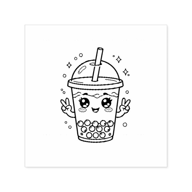 Kawaii boba te-färgning självfärgande stämpel (Design)
