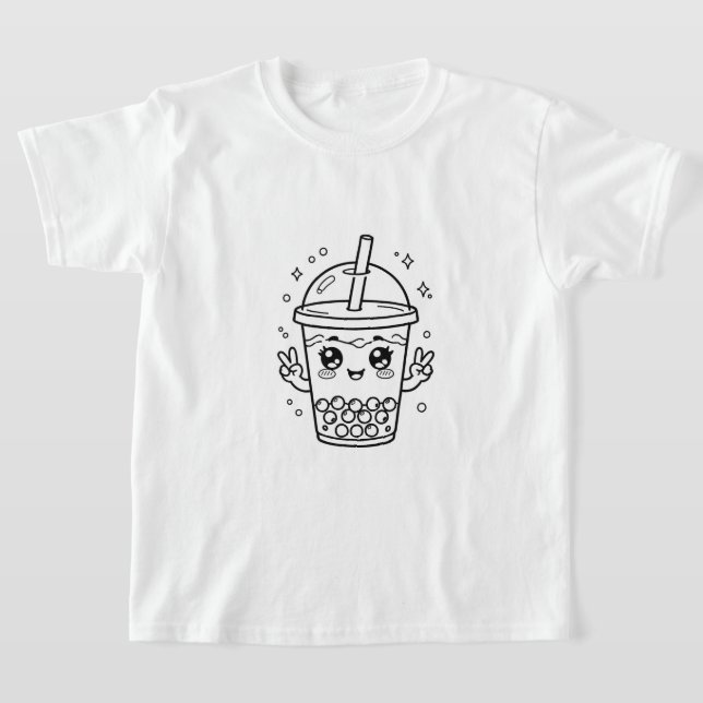 Kawaii boba te-färgning t shirt (Laydown)