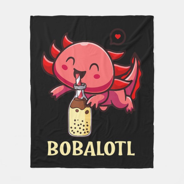 Kawaii Bobalotl Axolotl Boba Tea Bubble Mjölk Anim Fleecefilt (Framsidan)