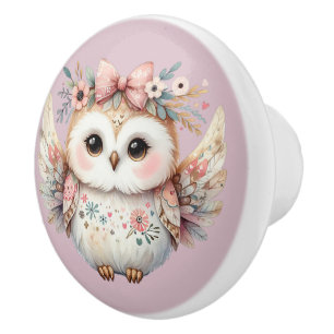 Kawaii Boho Uggla Illustration Knopp